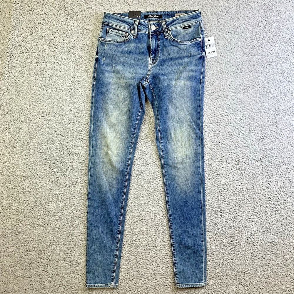 MAVI Adriana Ankle Super Skinny Blue Jeans Women's Sz 26x32 Distressed